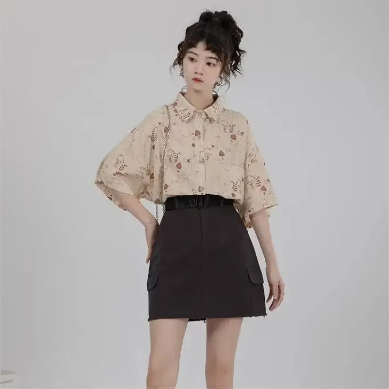 Korean Lifestyle Student - Рубашки женские, вельветовая рубашка с накладными